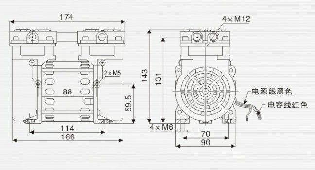 JP-40V冶具微型真空泵外觀尺寸圖